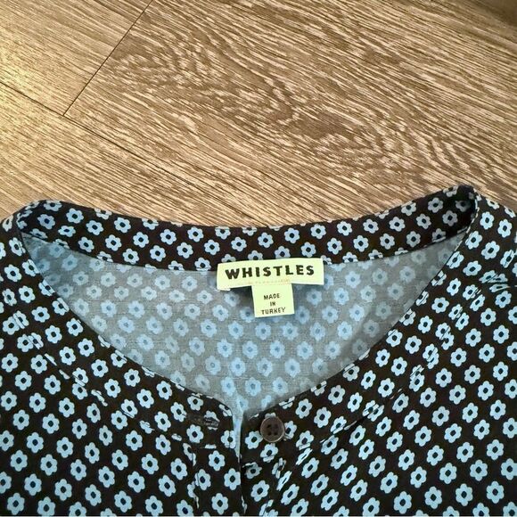 Whistles Blue Daisy Print Frill Blouse - Picture 5 of 10